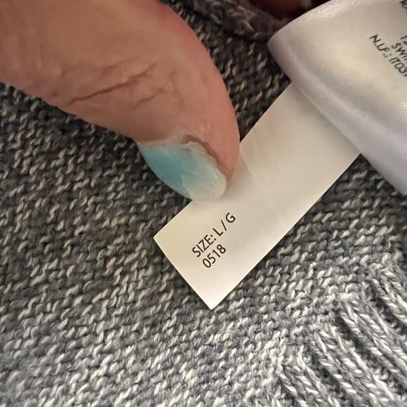 Chaps Henley Sweater Men's Large Gray Knit Pullover Ribbed Hem Elbow Patch Y2K - Picture 16 of 16